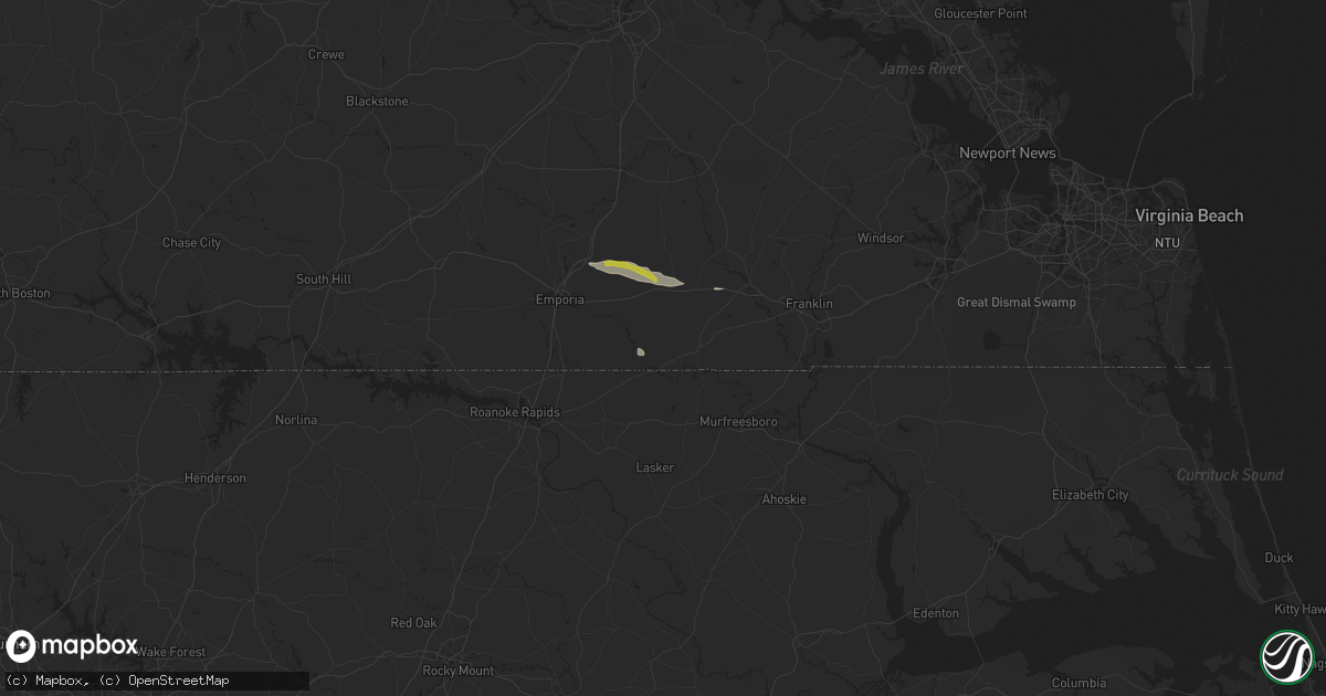 Hail map in Branchville, VA on June 11, 2025