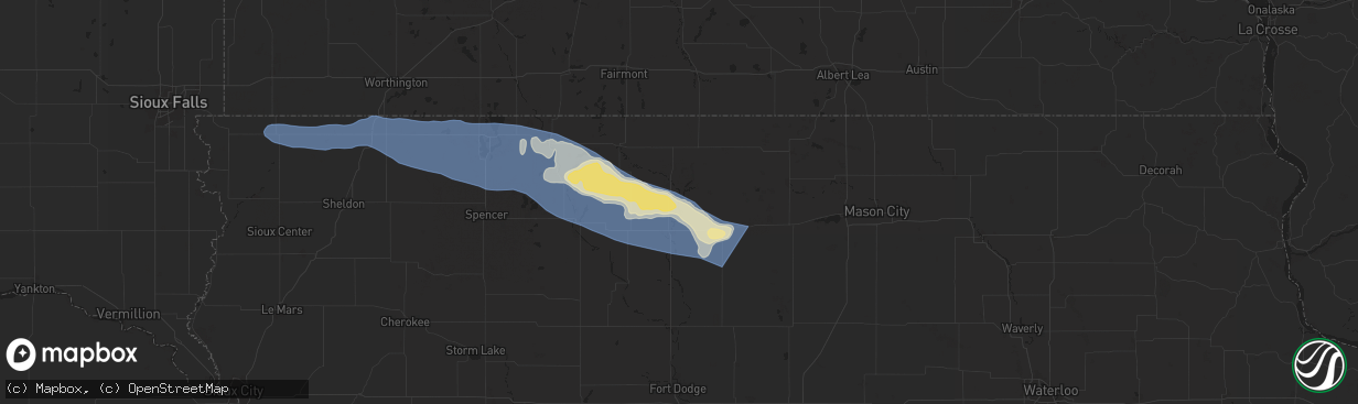 Hail map in Burt, IA on June 11, 2025