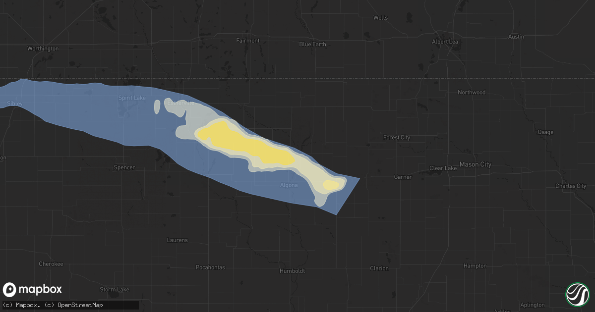 Hail map in Burt, IA on June 11, 2025