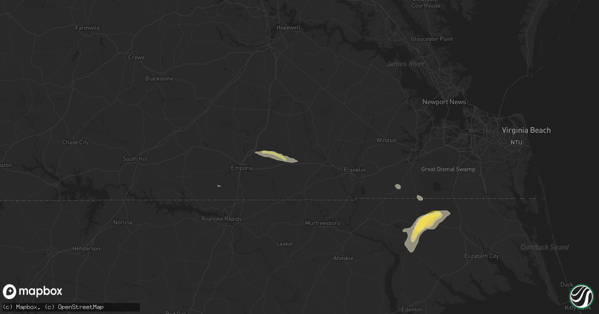 Hail map in Capron, VA on June 11, 2025
