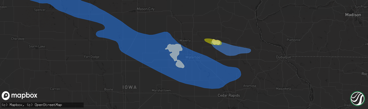Hail map in Cedar Falls, IA on June 11, 2025