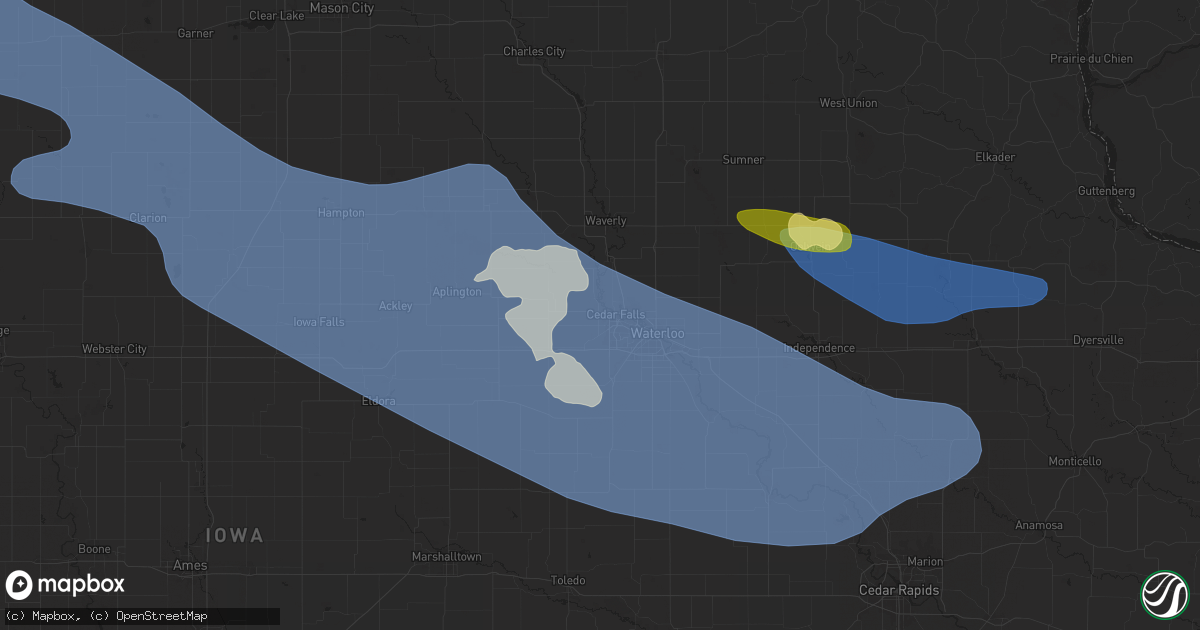 Hail map in Cedar Falls, IA on June 11, 2025