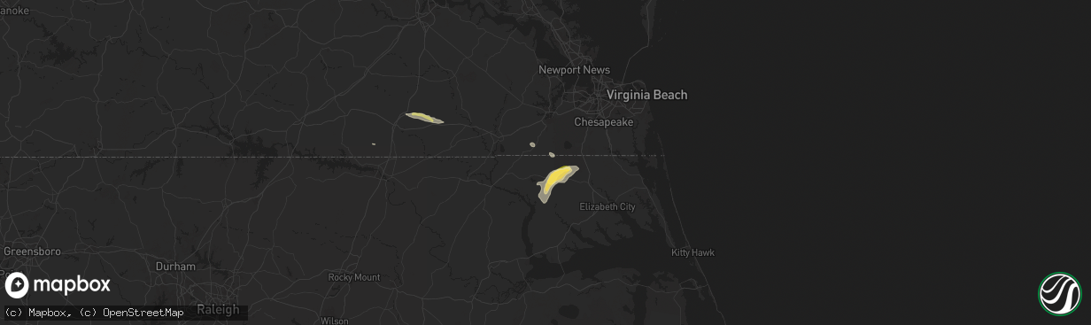 Hail map in Corapeake, NC on June 11, 2025