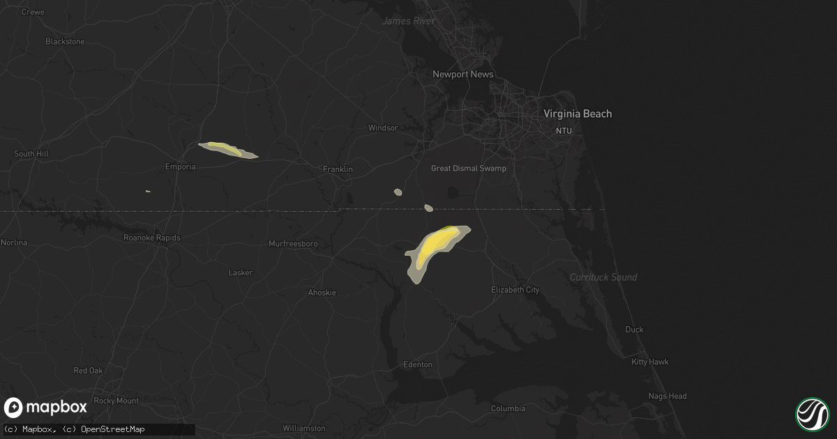 Hail map in Corapeake, NC on June 11, 2025