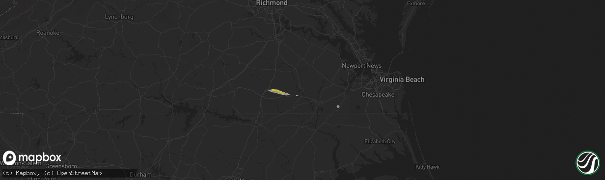 Hail map in Courtland, VA on June 11, 2025