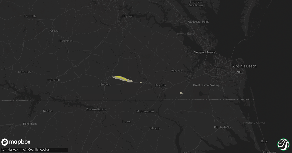 Hail map in Courtland, VA on June 11, 2025