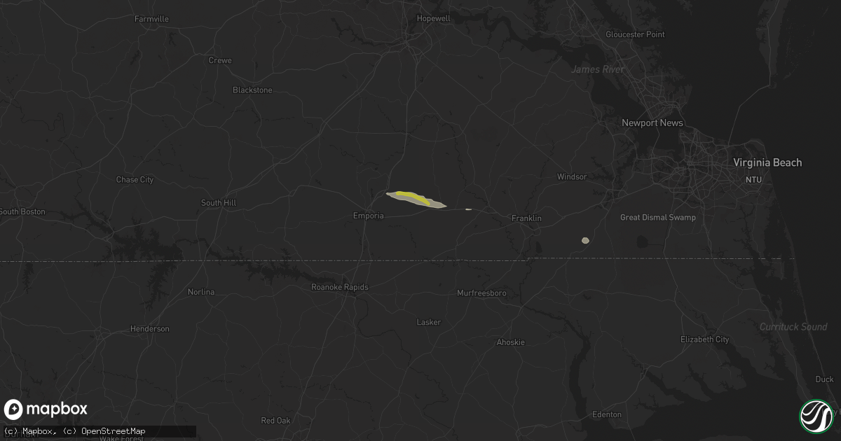 Hail map in Drewryville, VA on June 11, 2025