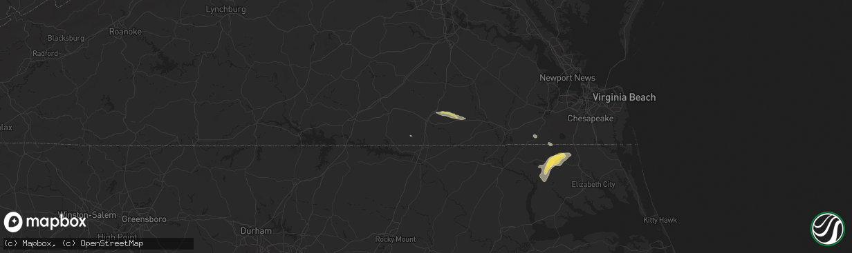 Hail map in Emporia, VA on June 11, 2025
