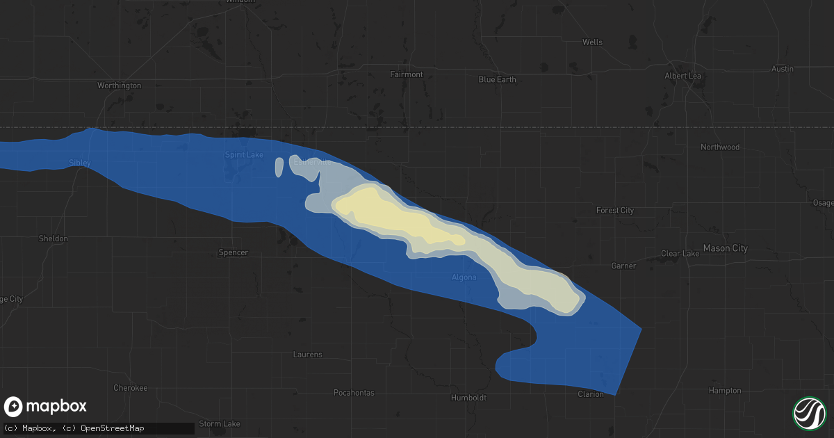 Hail map in Fenton, IA on June 11, 2025