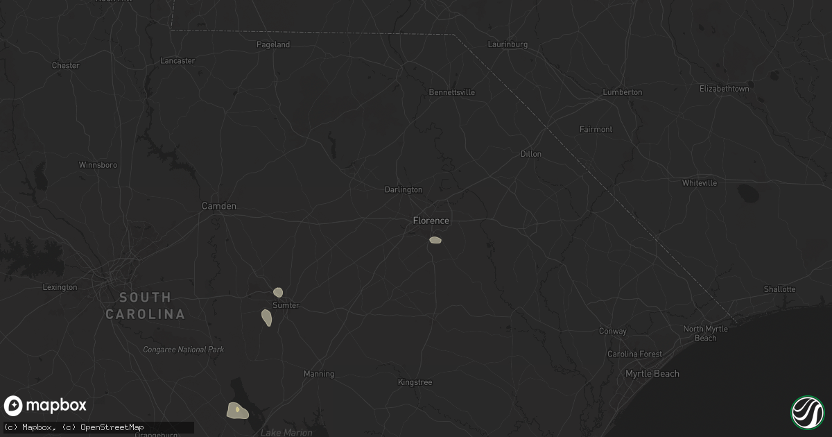 Hail map in Florence, SC on June 11, 2025