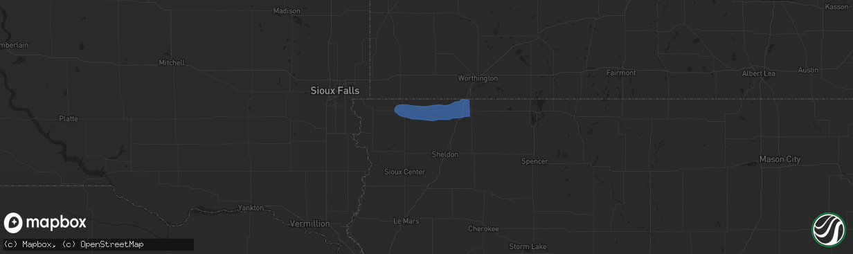 Hail map in George, IA on June 11, 2025