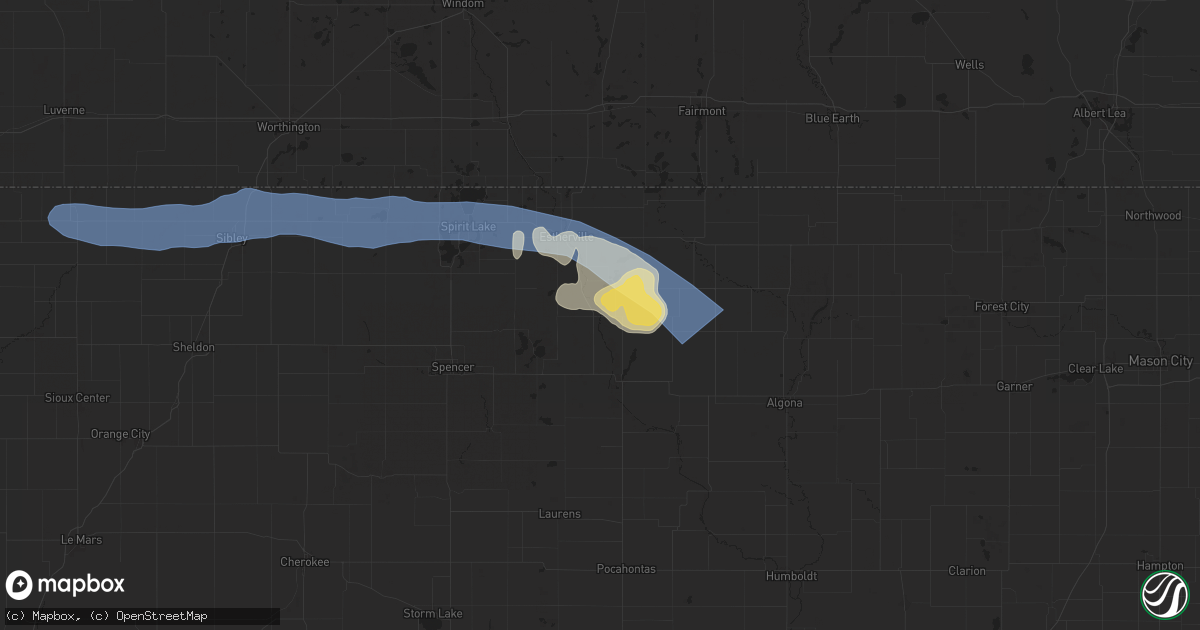Hail map in Graettinger, IA on June 11, 2025