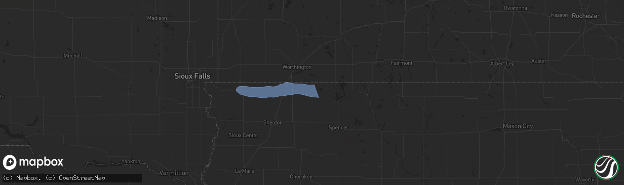 Hail map in Harris, IA on June 11, 2025