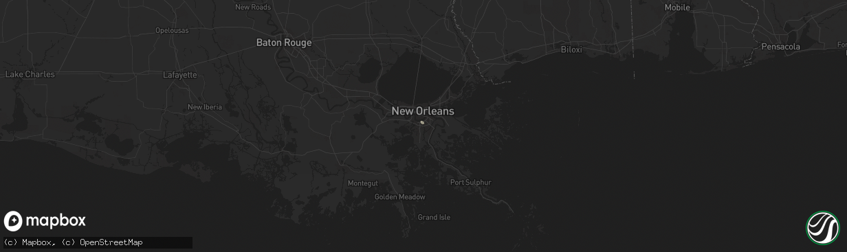 Hail map in Harvey, LA on June 11, 2025