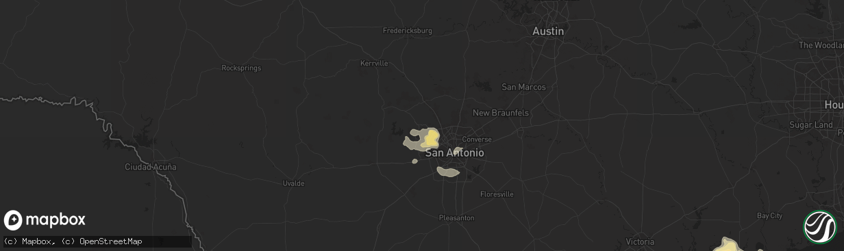 Hail map in Helotes, TX on June 11, 2025