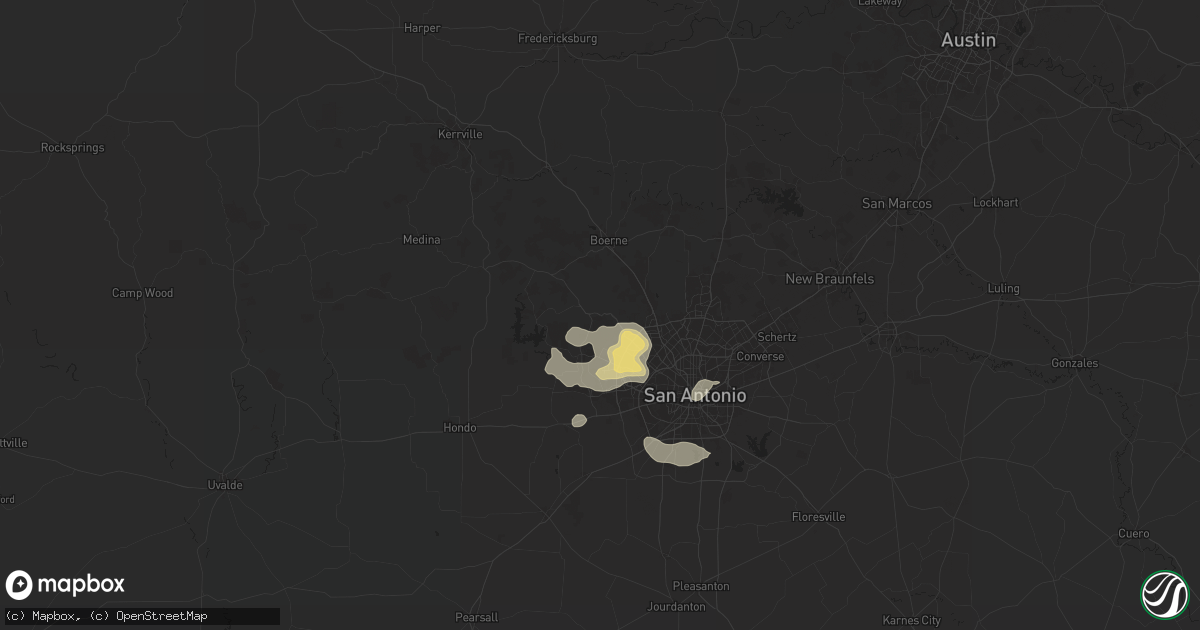Hail map in Helotes, TX on June 11, 2025