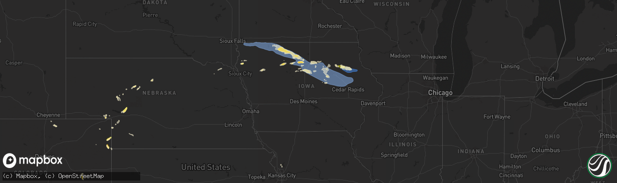 Hail map in Iowa on June 11, 2025