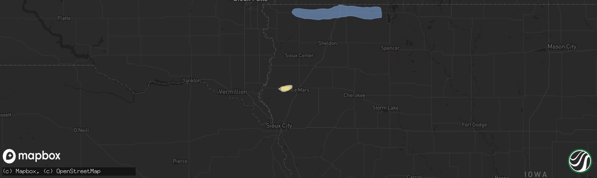 Hail map in Le Mars, IA on June 11, 2025