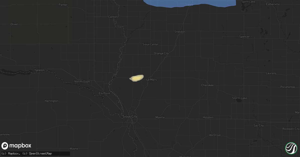 Hail map in Le Mars, IA on June 11, 2025
