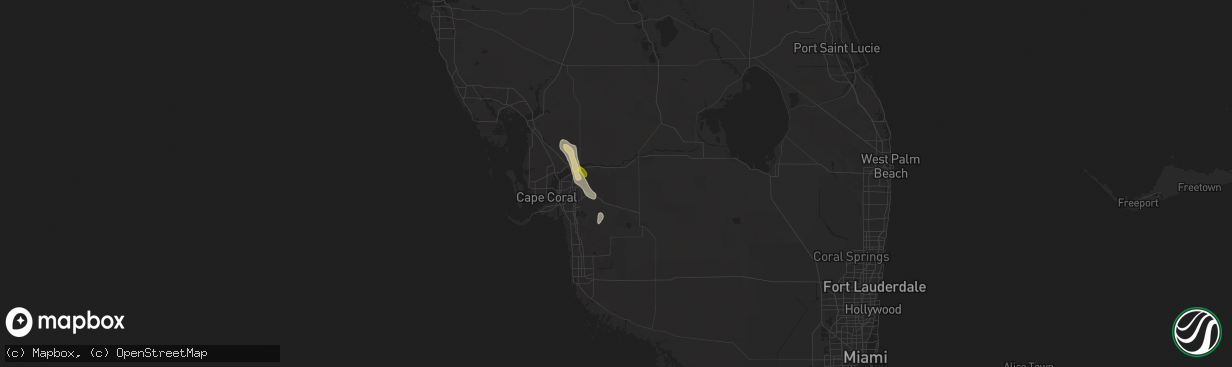 Hail map in Lehigh Acres, FL on June 11, 2025