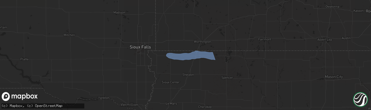 Hail map in Little Rock, IA on June 11, 2025