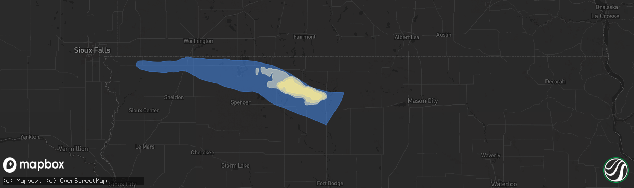 Hail map in Lone Rock, IA on June 11, 2025