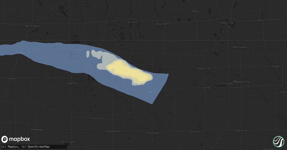 Hail map in Lone Rock, IA on June 11, 2025