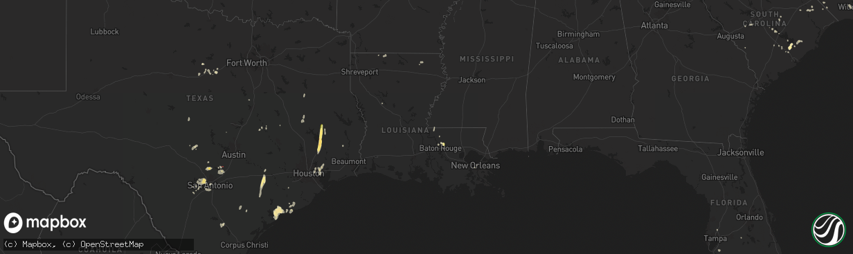 Hail map in Louisiana on June 11, 2025
