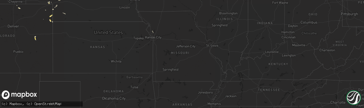 Hail map in Missouri on June 11, 2025