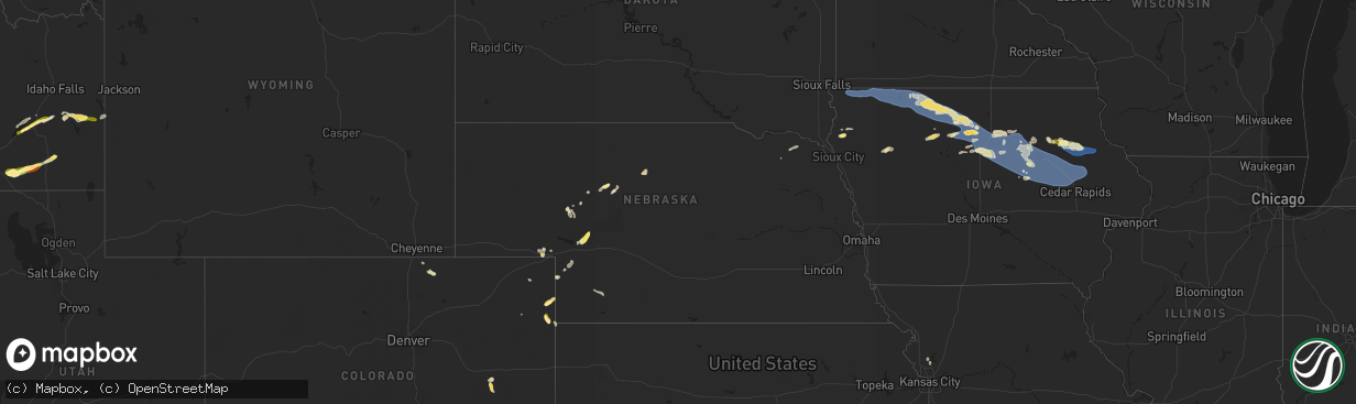 Hail map in Nebraska on June 11, 2025