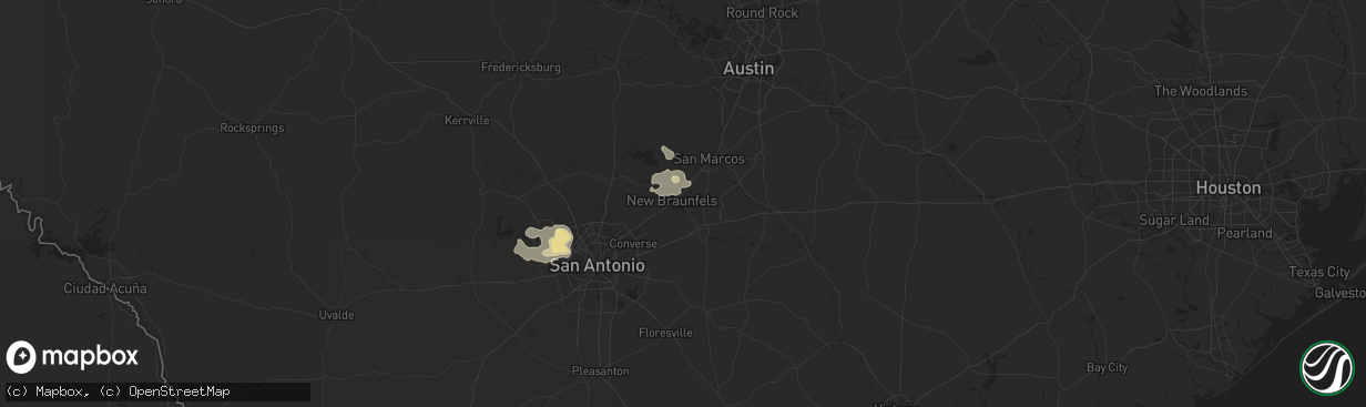 Hail map in New Braunfels, TX on June 11, 2025