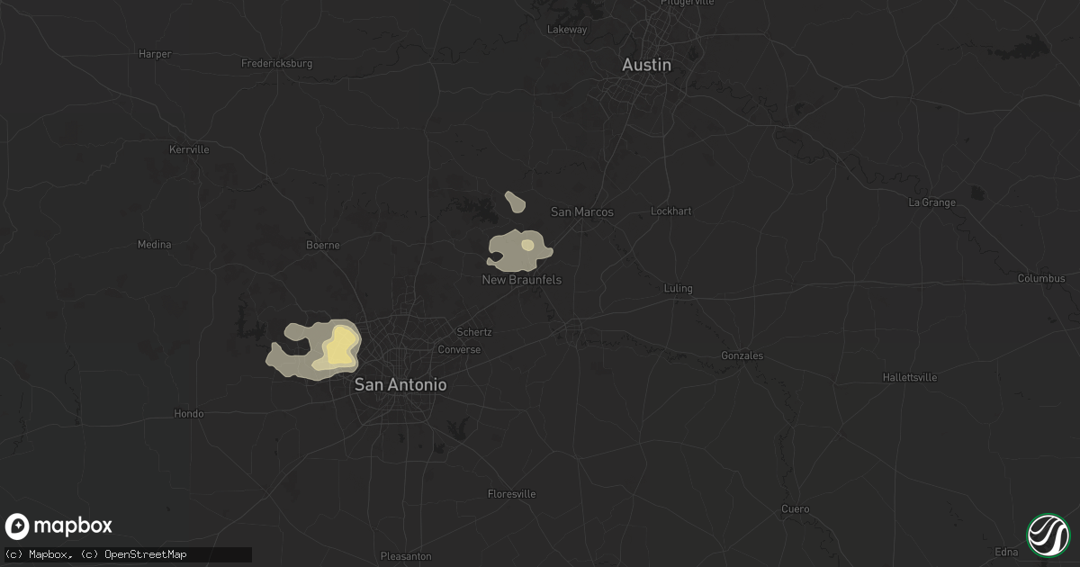 Hail map in New Braunfels, TX on June 11, 2025