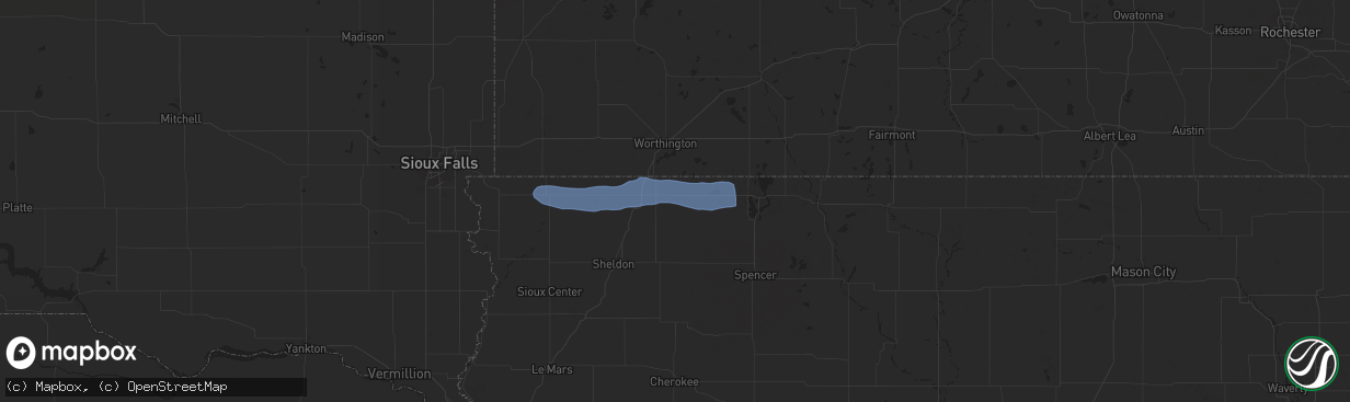 Hail map in Ocheyedan, IA on June 11, 2025