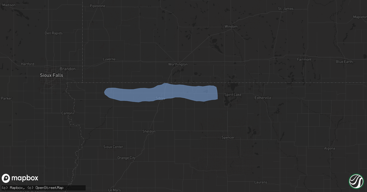 Hail map in Ocheyedan, IA on June 11, 2025
