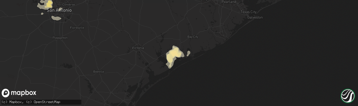 Hail map in Palacios, TX on June 11, 2025
