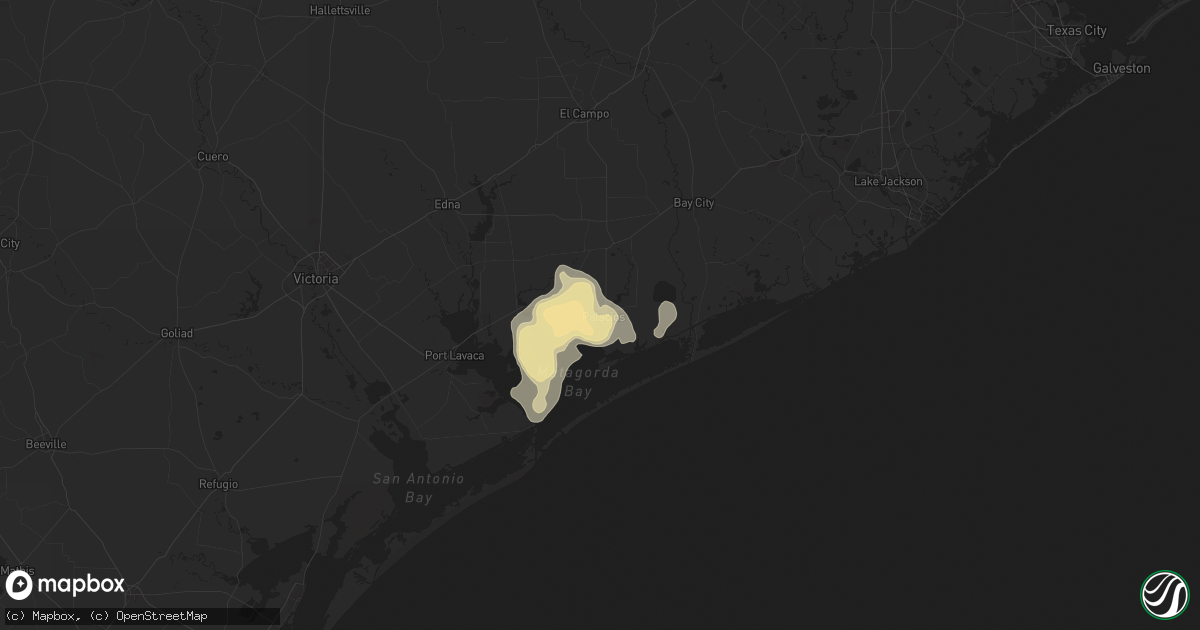 Hail map in Palacios, TX on June 11, 2025