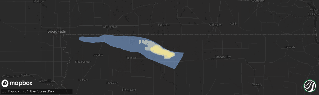 Hail map in Ringsted, IA on June 11, 2025