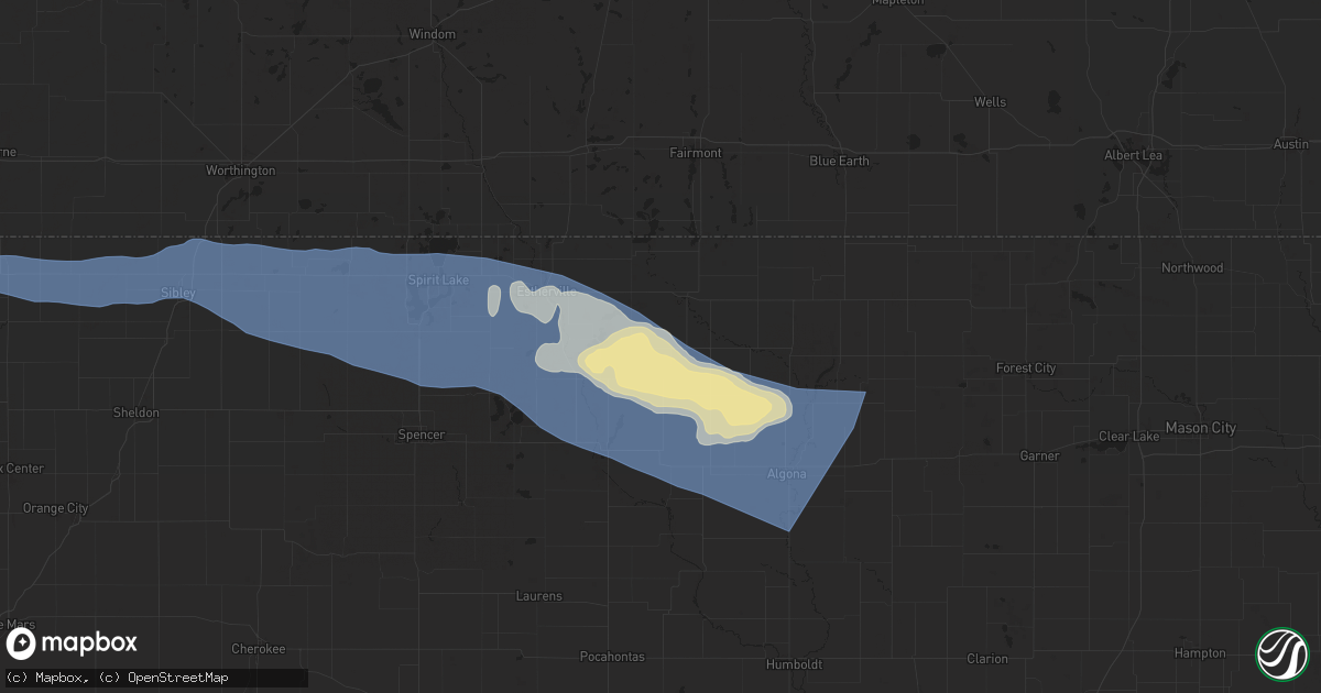 Hail map in Ringsted, IA on June 11, 2025