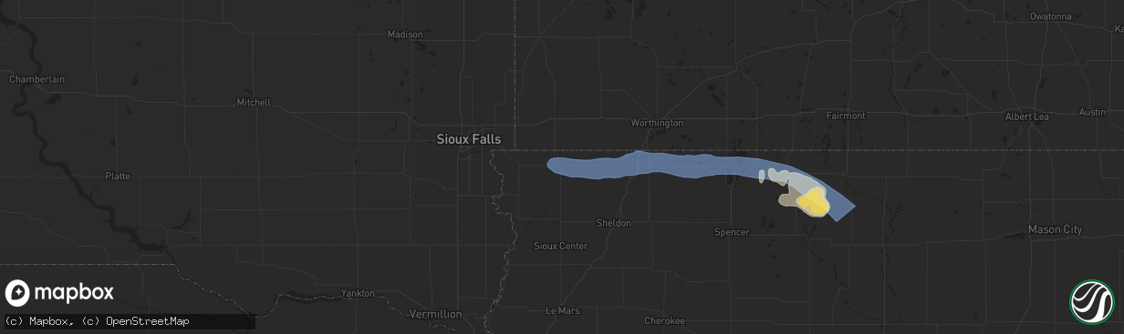 Hail map in Rock Rapids, IA on June 11, 2025