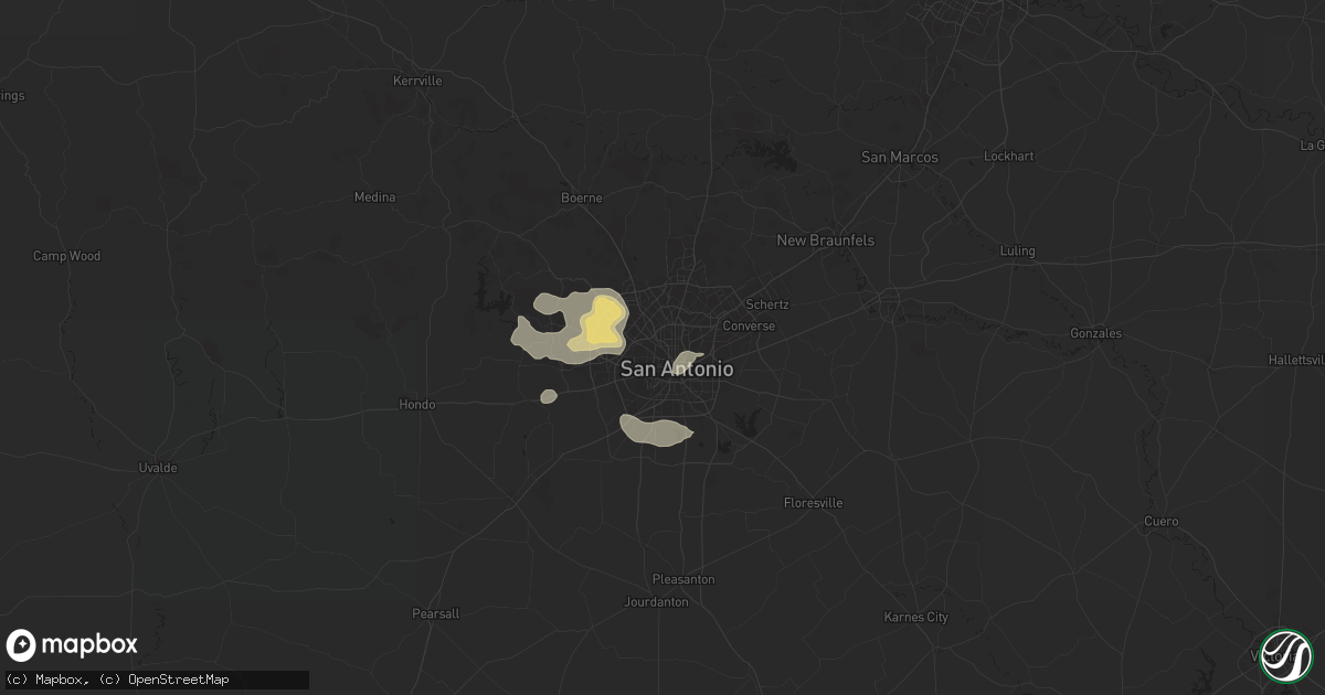 Hail map in San Antonio, TX on June 11, 2025