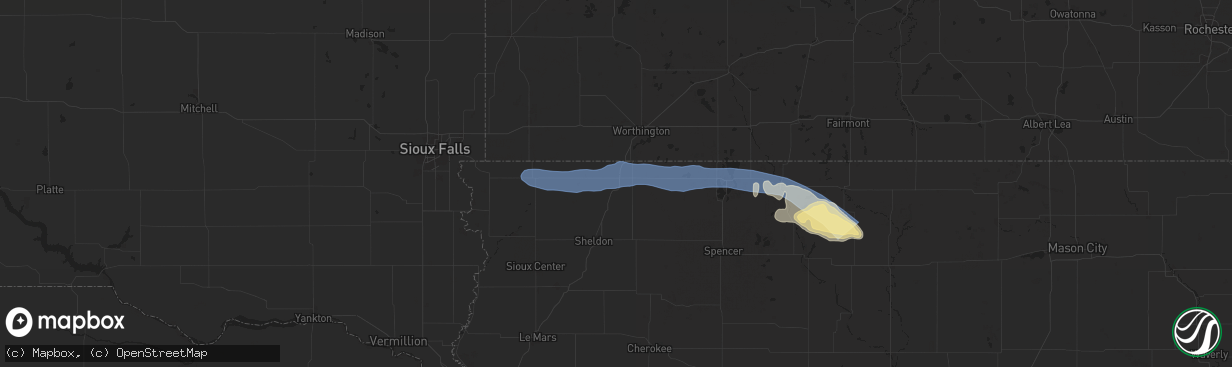 Hail map in Sibley, IA on June 11, 2025