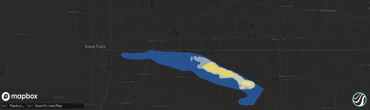 Hail map in Spirit Lake, IA on June 11, 2025