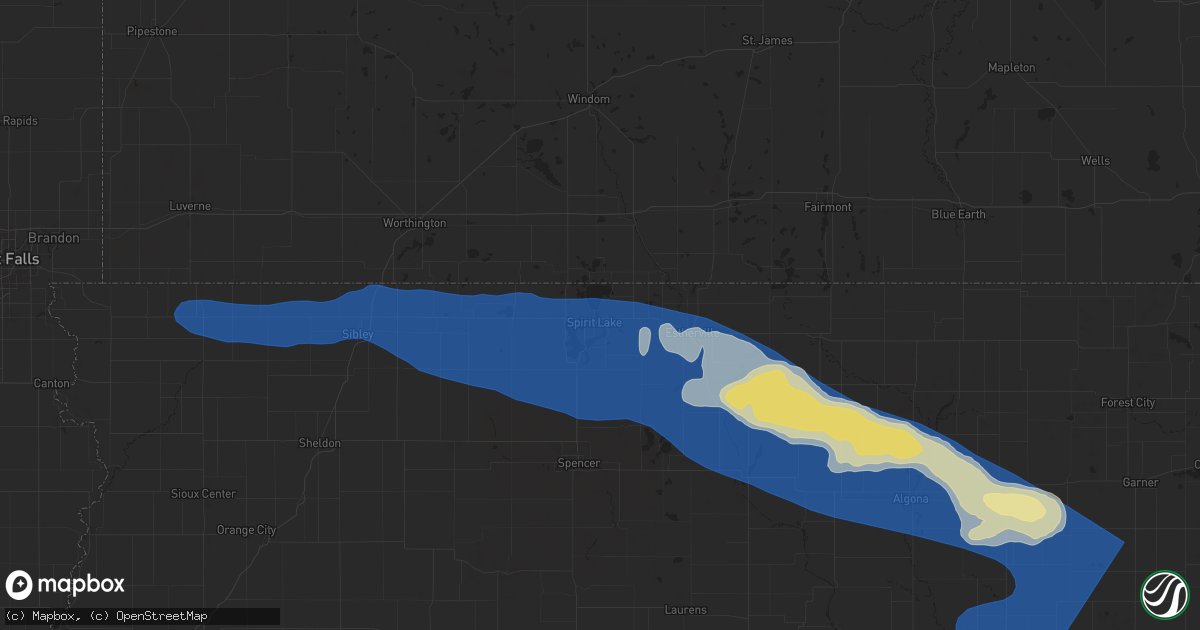 Hail map in Spirit Lake, IA on June 11, 2025