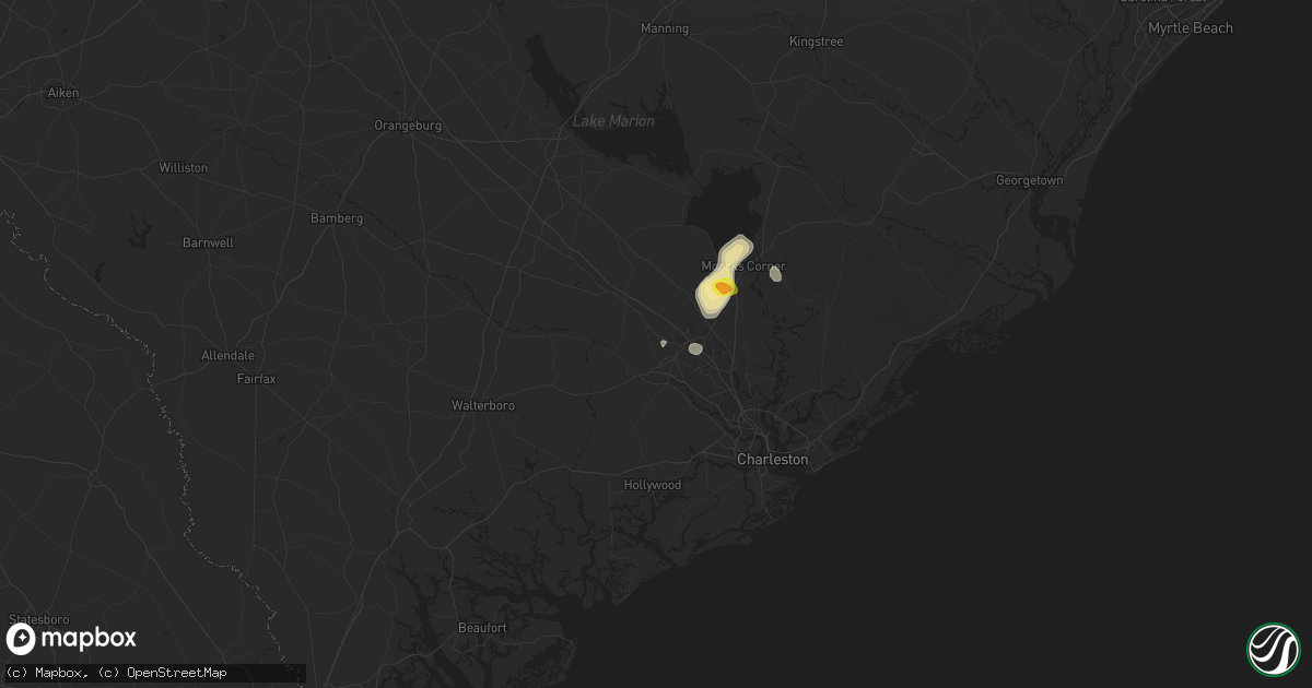 Hail map in Summerville, SC on June 11, 2025