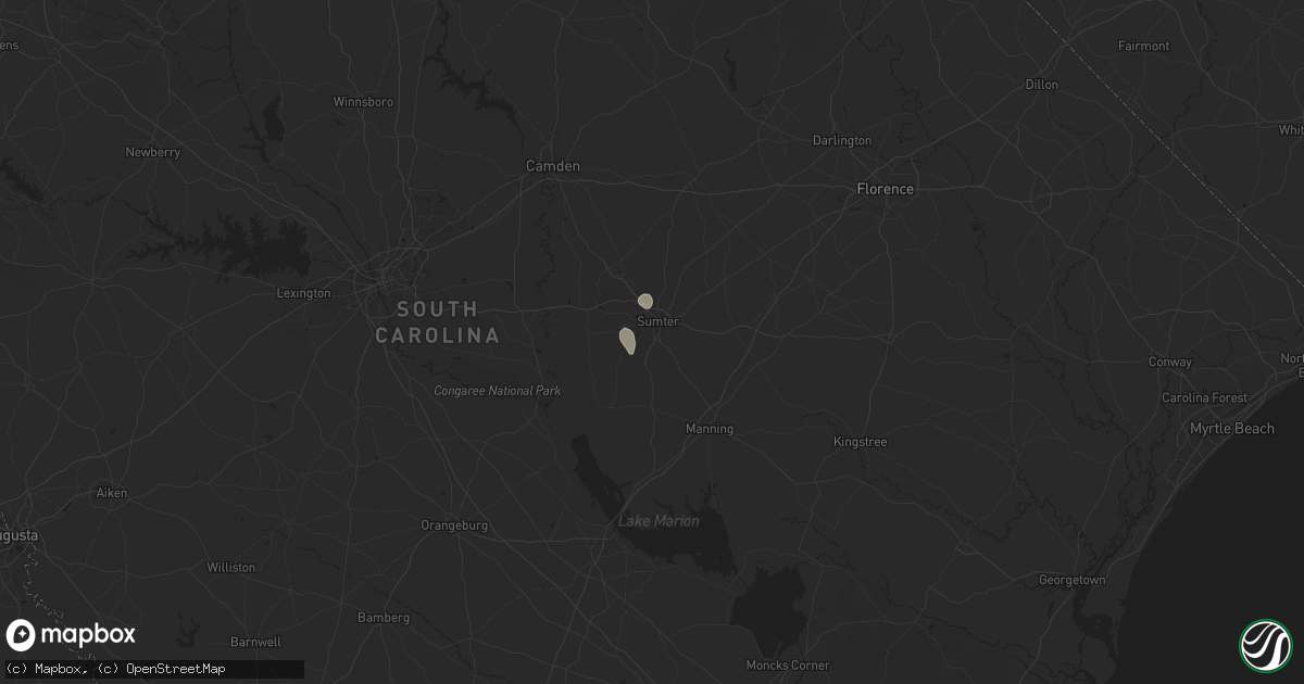 Hail map in Sumter, SC on June 11, 2025