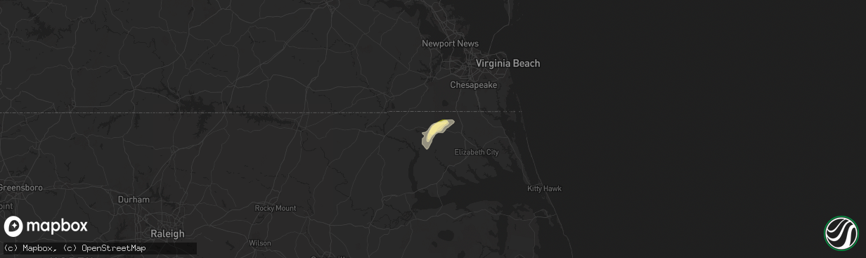 Hail map in Sunbury, NC on June 11, 2025