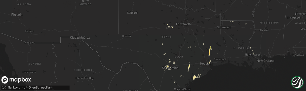 Hail map in Texas on June 11, 2025