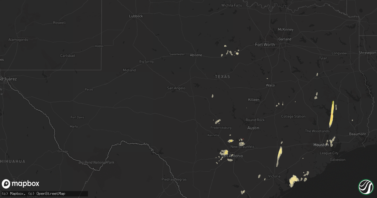 Hail map in Texas on June 11, 2025