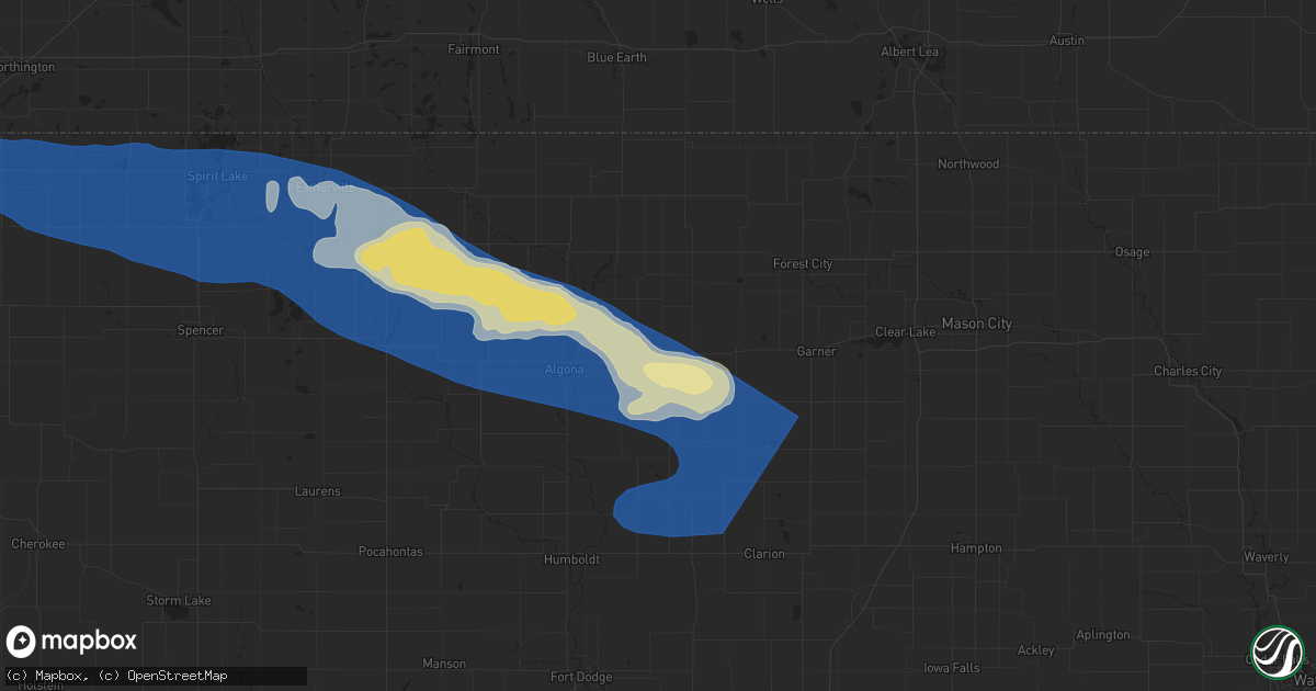 Hail map in Wesley, IA on June 11, 2025