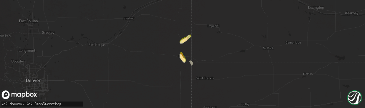Hail map in Wray, CO on June 11, 2025